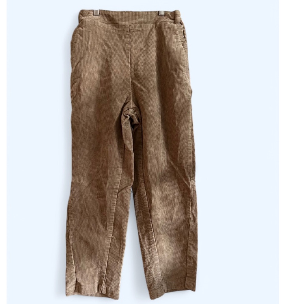 Brown Beige Cropped Corduroy Trousers